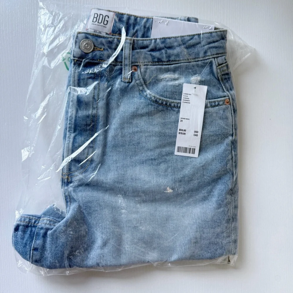 Urban Outfitters | BDG Raw Hem Long Inseam Denim Jean Shorts Blue New 31 Waist